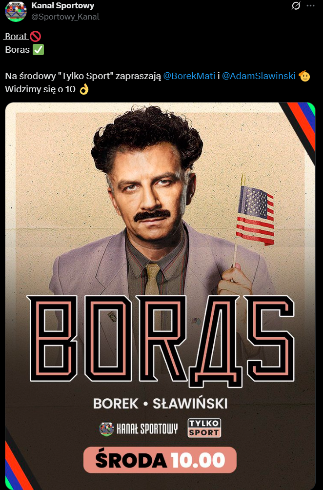 GRAFIKA z Mateuszem Borkiem reklamująca program na Kanale Sportowym xD
